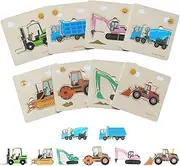 BEACENOV Toddler Puzzles,Set of 8,Wooden Jigsaw Puzzle for 2 3 4 Year Old Baby Boy or Girl,Toddlers Gift,Preschool Learning Educational Toy [Color & Shape Cognitive Skill],Construction Vehicle Puzzle