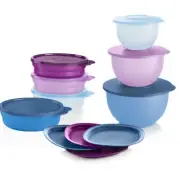 Tupperware Impressions Microwaveable Bowl, Plates, & Serving Bowl 18 Piece Set