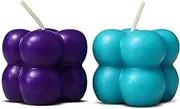 Apexor 2-Piece Small Bubble Candles – Handmade Cube Paraffin Wax, Elegant Scented Decorative Candles for Home Décor, Housewarming Gift, Weddings – Sky Blue & Purple (1.5 cm)