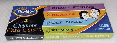 2002 Thinkfun 4 Children’s Card Games - Crazy Eights, Hearts, Old Maid, Rummy