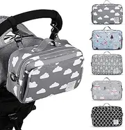 Small Diaper Bag, Stroller Organizer Bags for Baby with Insulated Pocket, Stroller Hooks and Adjustable Strap,Universal Mini Diaper Tote Bags Fit All Strollers, Gray