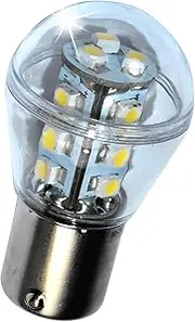 HQRP Waterproof BA15s Bayonet Base 15 LEDs SMD 3528 LED Bulb Cool White for #1141#1156 Jayco RV Interior/Porch Lights Replacement + HQRP UV Meter