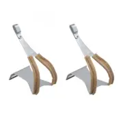 MKS Toe Clips with Leather Large Chrome/Leather