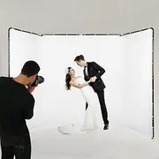 GSKAIWEN 7.87ft x 13.12ft White Screen Backdrop ortable Large Wrinkle-Resistant Collapsible Photography Background with Stand, for Photo Studio Video Shooting, Portrait Product Headshot Photography