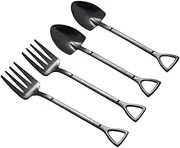 HEALEEP 4 Pcs Stainless Steel Ice Cream Spoons with Ergonomic Handle Creative Dessert Stirring Spoons for Ice Cream Coffee Cake and Yogurt Comfortable to Use Black Finish