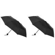 2x Clifton UPF50+ Manual Folding Wind Resistant Umbrella UV Sun Shade Black