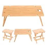 Nelio Folding Bamboo Wine Holder Picnic Table (33cm, 38cm, 48cm, 75cm) 38cm