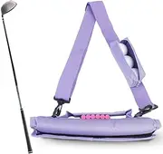 Golf Club Bag, Portable Mini Golf Carry Bag Can Hold 5 Clubs, Hand Lightweight Golf Pencil Bag with Backpack Carrier Belt and Pocket, for Outdoor Driving Range Activities Golf Practice Purple