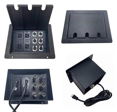 PROCRAFT LARGE 3 HOLE LID FEED-THRU RECESSED Stage Pocket/Floor Box w/ 2) WIRED