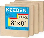 MEEDEN Unfinished Wood Canvas Board: 1-1/2" Deep 8x8” Wooden Canvas Panel Pack of 4 - Blank Cradled Wood Art Board for Painting