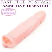 Pink Flesh Penis Extender Sex Toy Cock Sleeve Extension Dildo Ring Male FREE DEL
