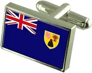 [Select Gifts] Turks & Caicos Islands Flag Cufflinks Tie Clip Matching Box Gift Set