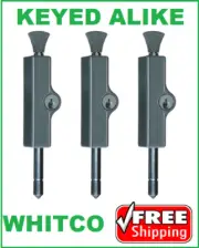 3x WHITCO PATIO BOLT W2206311C4 KEY SLIDING DOOR LOCKABLE KEYED ALIKE SILVER