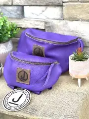Pommel Bag Leather Handmade, Saddle Sak,Pommel Pocket, Purple LG, Trail Bag
