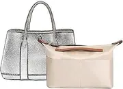 [XIAOYIBAIHUOUK] Bag Organizer for Hermes Handbags Polyester Lined Storage Bag Bag Organizer Insert Portable Cosmetic Bag, Beige, Garden party 30