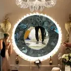 30" Labradorite Stones Round Handmade Wall Mirror Luxury Modern Home Decors Arts