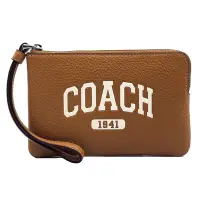 在飛比找Yahoo奇摩購物中心優惠-COACH 字母LOGO素面手拿包/零錢包(咖)