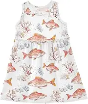 [Caihoyu] Girls Sleeveless Dresses Toddler Kids Soft Midi Dress Summer Active Playwear, Multicolor10, 6 Years