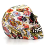 NNETM Skull Decoration – Vibrant Resin Flower Art Deco