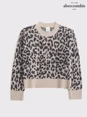 Abercrombie & Fitch Leopard Print Intarsia Knitted Brown Jumper (AW5448) | $46 - $49