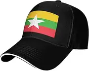 [SSIULUS] Flag of Myanmar Casquette Cap Hats,Trucker,Baseball Cap with Snapback,Perfect for Summer,Golf