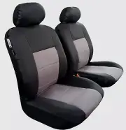 Canvas Seat Covers Black Grey Front Pair For Mitsubishi Triton MQ/MR 01/2015 -On