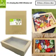 10 x Paper Catering Grazing Boxes W/ Window Lid Takeaway Party Food Cake Boxes