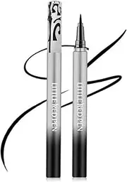 FEESHOW Black Liquid Eyeliner Pen 1PC - Flexible Fine Tip for Soft or Sharp Lines - 24H Waterproof Smudge Proof Wear - Beginner Friendly Smooth Application Makeup Black One Size