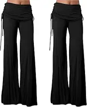 [Generic] High Waist Sweatpants for Women Baggy Wide Leg Workout Gym Yoga Pants Comfy Stretch Lightweight Casual Dance Pants