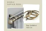 TOP QUALITY 25/28mm DOUBLE Curtain Rod & Finial Set, Extendable 120cm-430cm Brass