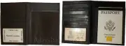 New lamb skin smooth leather passport case 6 credit card ID large billfold new