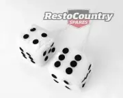 Novelty Fluffy Dice Pair WHITE QUALITY - Mirror Car Truck 4wd fuzzy accessory (for: Ford)
