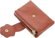 [Minkissy] Vintage Floral Trifold Wallet for Women Compact Coin Purse Zipper Closure Stylish Wristlet for Everyday Use Brown Floral Design Wallet for Cards and Coins