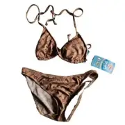Vintage Paul Frank Womens Bikini, Julius the Monkey, Brown, Bathing Suit, Small