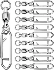 Fishing Swivels & Snaps,10X High Strength Fishing Snaps Swivels | Terminal Tackle, Swivel Hooks, Fishing Snap Swivels, Saltwater Fishing Swivels for Saltwater