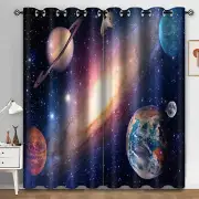 Galaxy Blackout Curtains for Boys Room - Room Darkening Curtains Outer Space ...