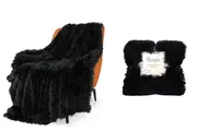Soft Shaggy Faux Fur Blanket Decorative Throw Blanket for Couch Chair Sofa-Black