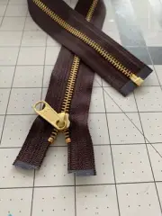 Coffee Brown - 20 1/2 inch Brown & Brass Separating Zipper Ykk New! 1 Zipper