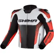 STR 2.0 Black White Red Leather Motorcycle Jacket