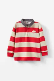 [Cotton On Kids] Cotton On Kids - Rugby Polo Fleece Top - Vanilla/varsity red stripe 3 VANILLA/VARSITY RED STRIPE