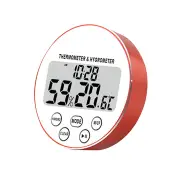 CH-918 Indoor Digital Display Electronic Thermometer And Hygrometer With Timing Function Round Temperature Hygrometer Digital Thermometer RED COLOR
