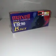 MAXELL AUDIO CASSETTE TAPES 15 PACK NORMAL BIAS UR90 MUSIC RECORDING-NIB