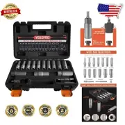Versatile 16-Piece Deep Well Bolt Extractor Set for Damaged & Rounded Fasteners