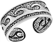 [AeraVida] Stylish Ocean's Surf Wave Sterling Silver Toe or Pinky Ring | Elegant Adjustable Silver Ring for Women | Ocean-Inspired Sterling Silver Jewelry, Metal