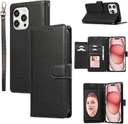 for iPhone 11 Pro Max Case,for iPhone 11 Pro Max Wallet Case[5 Card Slots+a Pocket+Mirror] PU Leather Folio Flip Magnetic Cover-Black