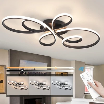 66W Modern LED Ceiling Light, 5 Rings Flower Flush Mount Light Fixture with R...