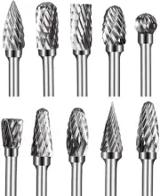 Double Cut Tungsten Carbide Carving Bits for Rotary Tool, 10 Pcs Rotary Burr Set