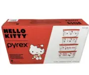 Pyrex Hello Kitty 8-Piece Decorated Glass Food Storage Set Collectors, New