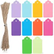 200 Pcs Multicolored Paper Tags with String for DIY Crafts Clothing Merchandise