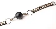 Leopard Grain Ga`gs Mouth P-L-U-G B+D+S-M Bo`ndà-gé Toys Set for Him or Her (Golden)